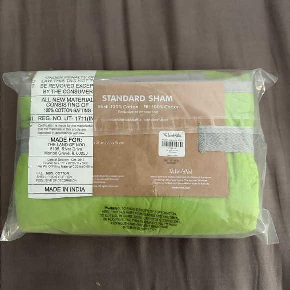 BNWT Sesame Street Land Of Nod Green Oscar the Grouch Sham Pillow Cover - Picture 3 of 5